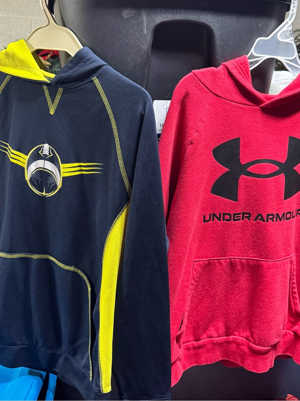 Under Armour Youth Medium size 10/12 Red Logo Crewneck Hoodie And Tek Gear Blue